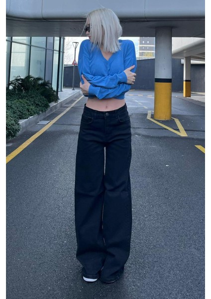 Siyah Straight Wide Kadın Jean MG2000 fiyatları