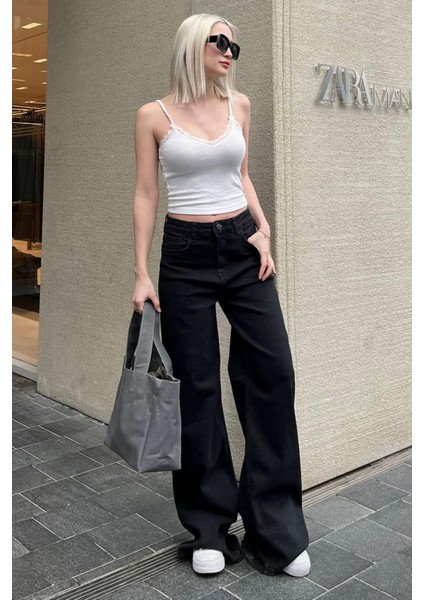 Siyah Straight Wide Kadın Jean MG2000 indirimleri