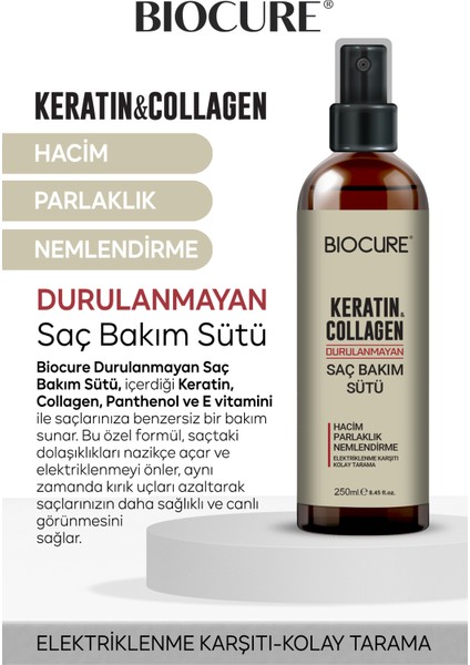 Keratin Collagen Durulanmayan Saç Bakım Sütü Hacim, Parlaklık Nemlendirme Kolay Tarama 250ML. modelleri