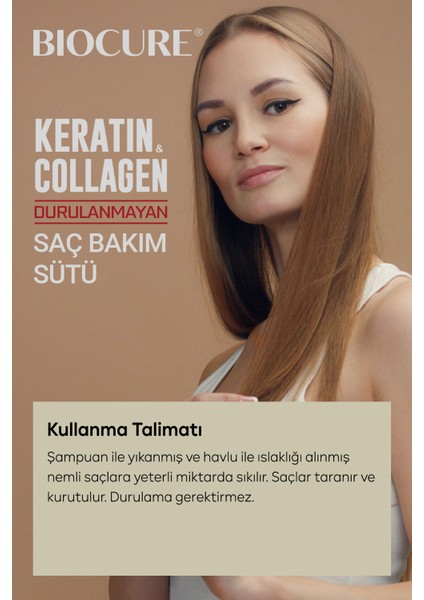 Keratin Collagen Durulanmayan Saç Bakım Sütü Hacim, Parlaklık Nemlendirme Kolay Tarama 250ML. fırsatları