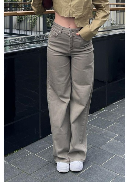 Sütlü Kahve Straight Wide Kadın Jean MG2000 fiyatları