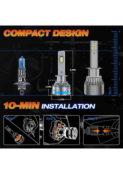 H1 Termitör 120W 28000 Lümen 6500K Süper Parlak LED Ampül