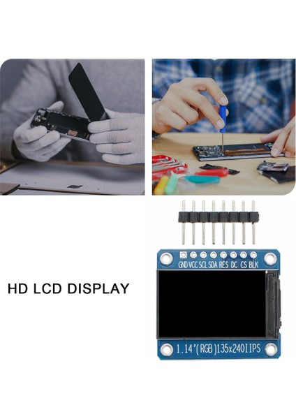 1.14 Inç Tft Ekran IPS LCD Ekran ST7789 135X240 Spı Tam Renkli 8pin Yüksek Çözünürlüklü Ekran, Arka Panel (Yurt Dışından)
