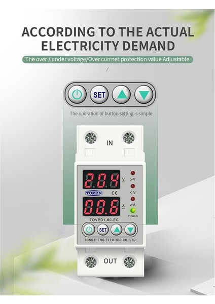 Din Raylı Çift Ekran Ayarlanabilir Aşırı Gerilim Akım ve Düşük Gerilim Koruyucu Cihaz Koruyucu Röle 220V 230V (Yurt Dışından) indirimleri