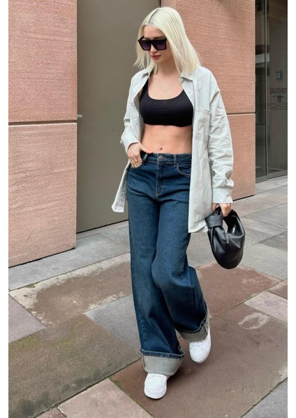 Koyu Mavi Straight Wide Kadın Jean MG2000 fiyatları