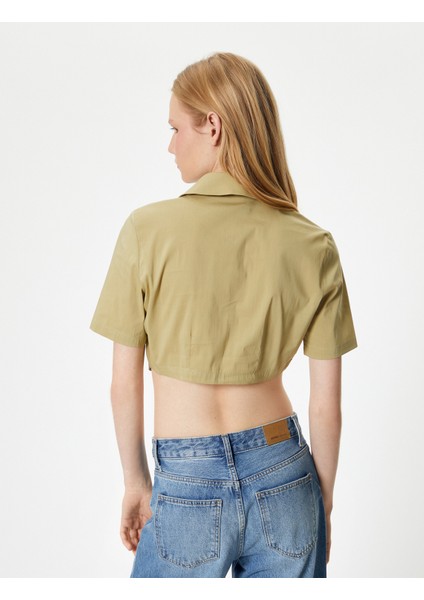 Crop Gömlek Kısa Kollu Cep Detaylı fırsatları