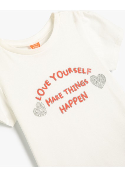 Tişört Kısa Kollu Bisiklet Yaka Slogan Baskılı Pamuklu modelleri