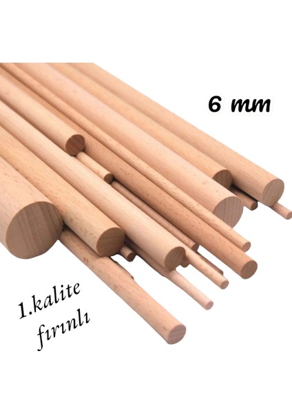 Ahşap Kavela Çıta Çubuk Kavela 1 .kalite Yivsiz 6 mm 30 cm 15 Adet