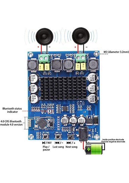 XH-M548 Bluetooth Amplifikatör Dijital Ses Kartı Çift Kanallı Modül (Yurt Dışından)