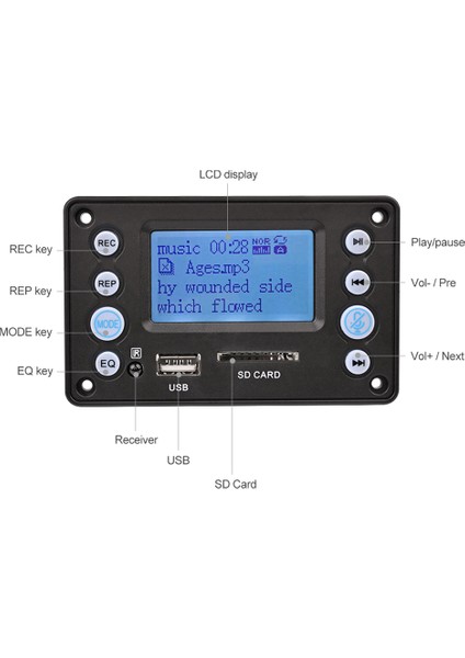 5V LCD Mp3 Dekoder Dac Bluetooth Ses Alıcısı Flac Wma Wav Dekoder (Yurt Dışından)