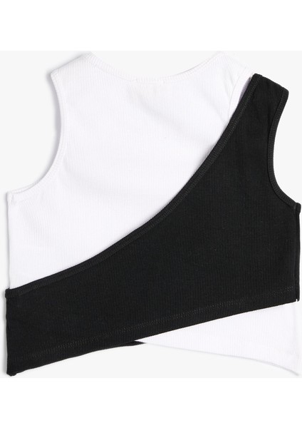 Crop Atlet Asimetrik Bel Pencere Detaylı Pamuklu