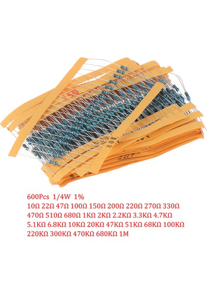 600 Adet 30 Çeşit Değer Metal Film Direnç Paketi 1/4W 1% Direnç Çeşitli Kit Seti (Yurt Dışından)