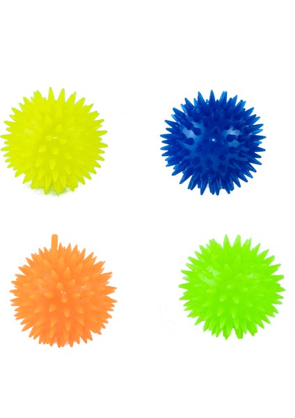 Oyuncak Top Işıklı Sesli Minik Kirpi Oyun Topu Dörtlü Set 6 cm