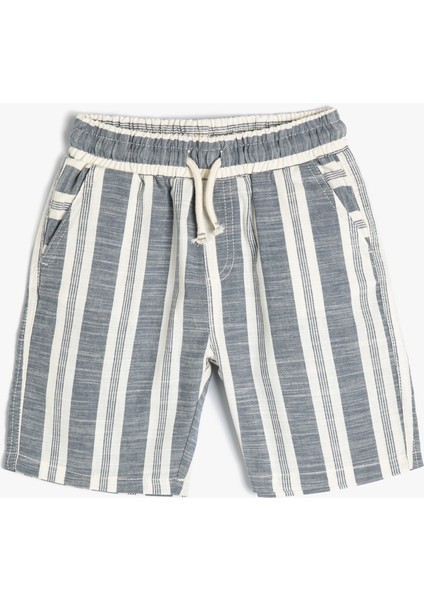 Chino Şort Beli Bağlamalı Cepli Pamuklu