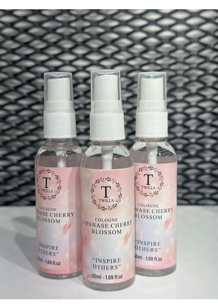 Kolonya Japon Kiraz Çiçeği 3'lü Paket Unisex Koku 80 Derece Kolonya 50 ml