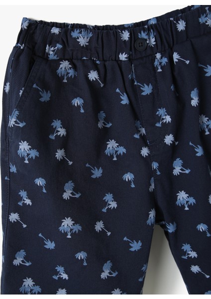 Chino Şort Cepli Palmiye Baskılı Pamuklu modelleri