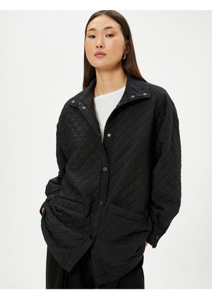 4Sak50024Uw 999 Siyah Kadın Elastan Kapitone Ceket fırsatları