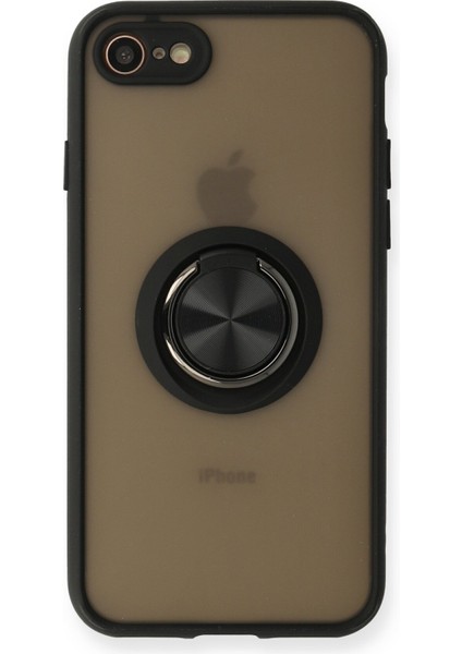 Iphone Se 2020 Kılıf Montreal Yüzüklü Silikon Kapak - Siyah 300099