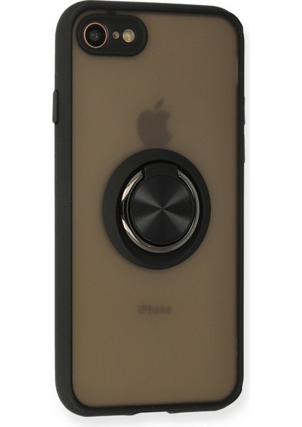 Iphone Se 2020 Kılıf Montreal Yüzüklü Silikon Kapak - Siyah 300099