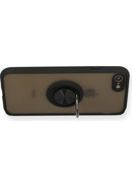 Iphone Se 2020 Kılıf Montreal Yüzüklü Silikon Kapak - Siyah 300099