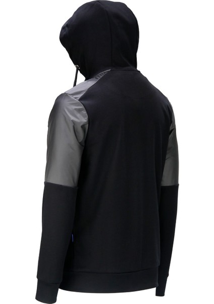 Erkek Standart Fit Fermuarlı Kapüşonlu Siyah Sweatshirt fiyatları
