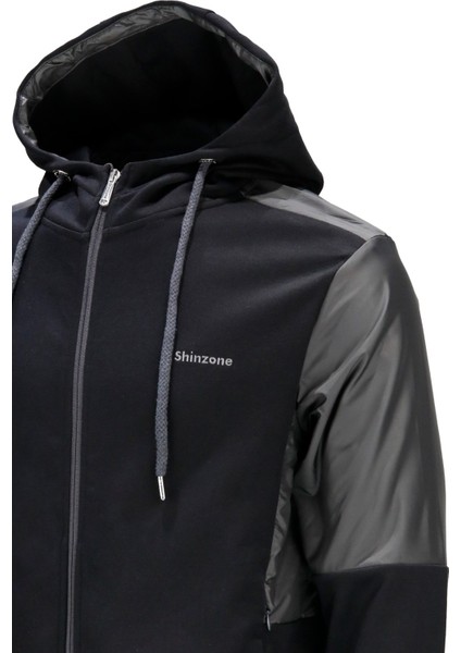 Erkek Standart Fit Fermuarlı Kapüşonlu Siyah Sweatshirt fırsatları