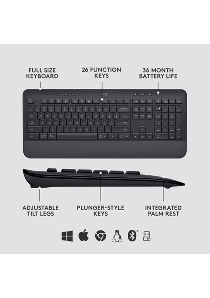 MK650 Bluetooth & WI-FI Kablosuz Klavye ve Mouse Seti Türkçe Q - Siyah