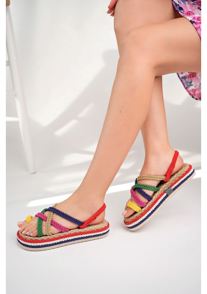 Dolgu Taban Halatlı Renkli Kadın Ayakkabı modelleri