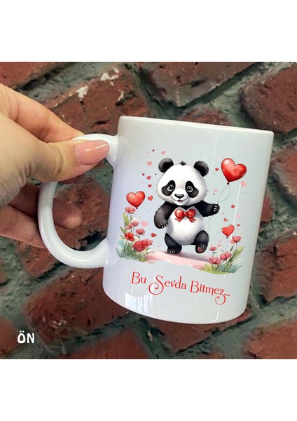 Size Özel Panda Bu Sevda Bitmez Seramik Baskılı Kupa Bardaklar