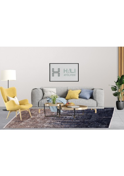 Modern Lacivert Dijital Baskı Yıkanabilir Hipoalerjenik Kaymaz Taban Halı Yolluk fırsatları