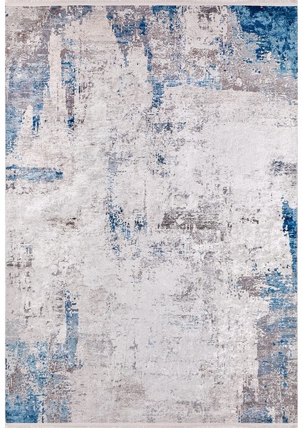 Modern Gri Mavi Desen Dijital Baskı Yıkanabilir Hipoalerjenik Kaymaz Taban Halı Yolluk