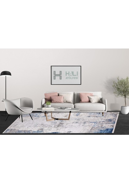 Modern Gri Mavi Desen Dijital Baskı Yıkanabilir Hipoalerjenik Kaymaz Taban Halı Yolluk fırsatları