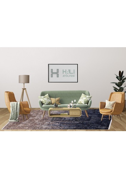 Modern Lacivert Dijital Baskı Yıkanabilir Hipoalerjenik Kaymaz Taban Halı Yolluk indirimleri