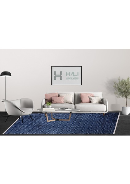 Modern Lacivert Dijital Baskı Yıkanabilir Hipoalerjenik Kaymaz Taban Halı Yolluk fırsatları