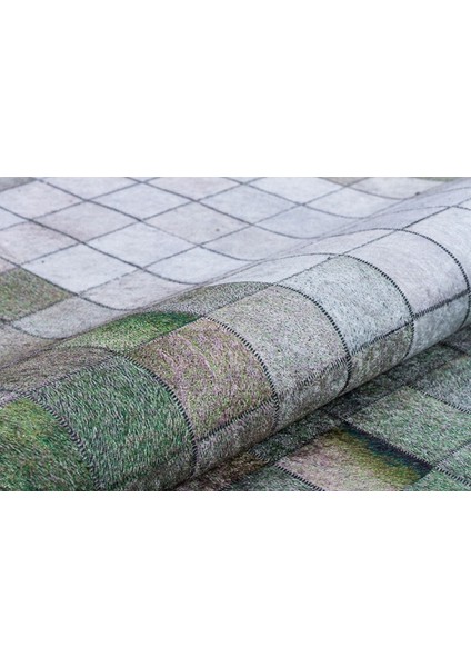 Modern Yeşil Dijital Baskı Yıkanabilir Hipoalerjenik Kaymaz Taban Halı Yolluk modelleri