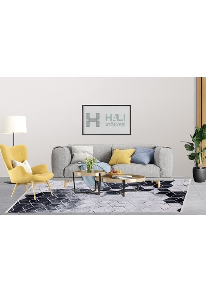 Modern Gri Dijital Baskı Yıkanabilir Hipoalerjenik Kaymaz Taban Halı Yolluk fırsatları