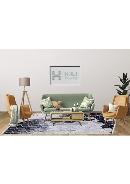 Modern Gri Dijital Baskı Yıkanabilir Hipoalerjenik Kaymaz Taban Halı Yolluk indirimleri