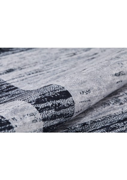 Modern Gri Çerçeveli Dijital Baskı Yıkanabilir Hipoalerjenik Kaymaz Taban Halı Yolluk modelleri