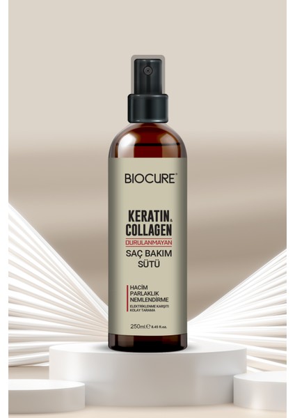 Keratin Collagen Durulanmayan Saç Bakım Sütü Hacim, Parlaklık Nemlendirme Kolay Tarama 250ML. fiyatları