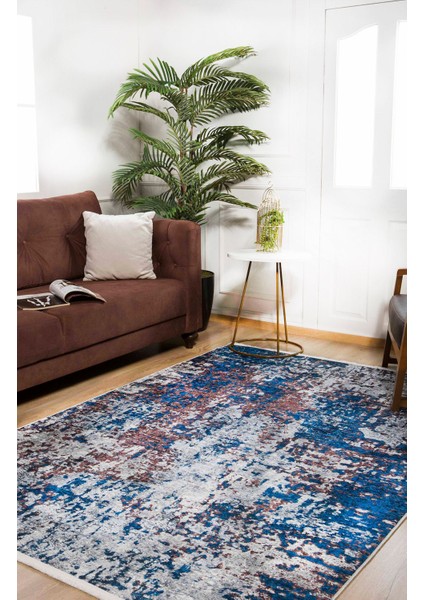 Modern Mavi Dijital Baskı Yıkanabilir Hipoalerjenik Kaymaz Taban Halı Yolluk modelleri