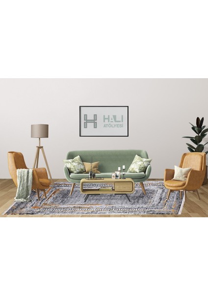 Modern Gri Geometrik Dijital Baskı Yıkanabilir Hipoalerjenik Kaymaz Taban Halı Yolluk indirimleri