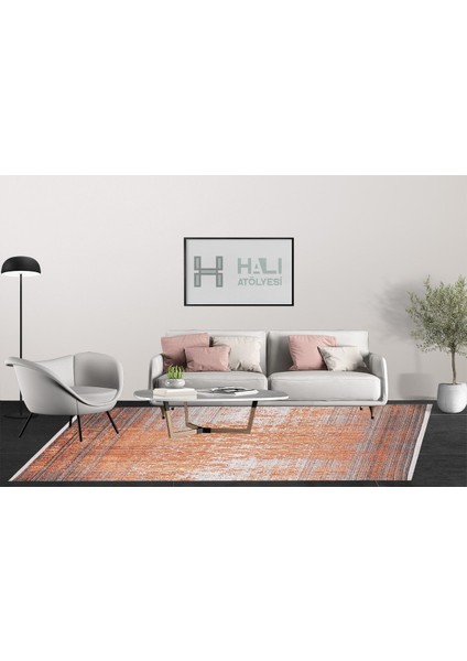 Modern Turuncu Dijital Baskı Yıkanabilir Hipoalerjenik Kaymaz Taban Halı Yolluk fırsatları