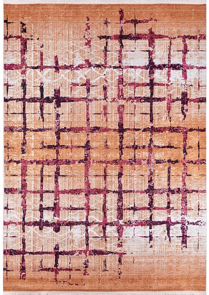 Modern Turuncu Dijital Baskı Yıkanabilir Hipoalerjenik Kaymaz Taban Halı Yolluk