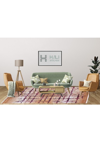 Modern Turuncu Dijital Baskı Yıkanabilir Hipoalerjenik Kaymaz Taban Halı Yolluk indirimleri