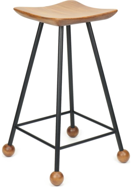 Tabure Bar Taburesi Kavisli Kare Oturma Yeri Bar Taburesi Ahşap Demir Ayaklı Ahşap Topuzlu Modern Rahat Woodstoneart