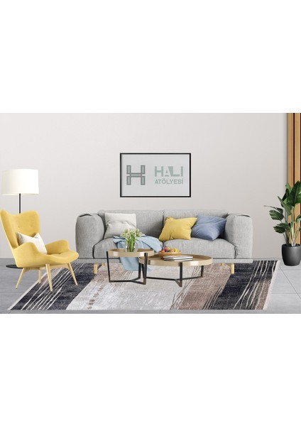 Modern Kahverengi Dijital Baskı Yıkanabilir Hipoalerjenik Kaymaz Taban Halı Yolluk fırsatları