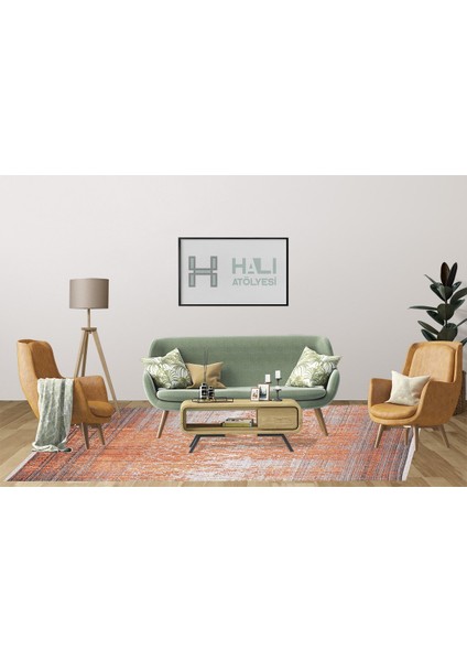 Modern Turuncu Dijital Baskı Yıkanabilir Hipoalerjenik Kaymaz Taban Halı Yolluk modelleri