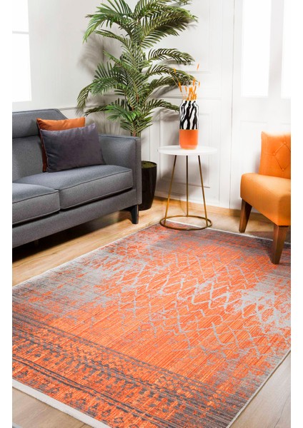 Modern Turuncu Dijital Baskı Yıkanabilir Hipoalerjenik Kaymaz Taban Halı Yolluk indirimleri