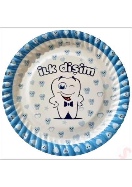 Ilk Dişim Karton Tabak, 23CM x 8 Adet - Mavi