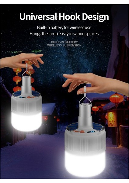 LED Güneş Paneli Ampul Çadır Yard Bahçe Acil Durum Lambası Taşınabilir Kamp Açık Güneş Lambası 5 Seviyeli Ayar (Yurt Dışından)